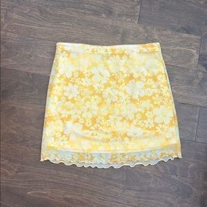 Forever 21 Yellow and White High-Low Pencil Skirt